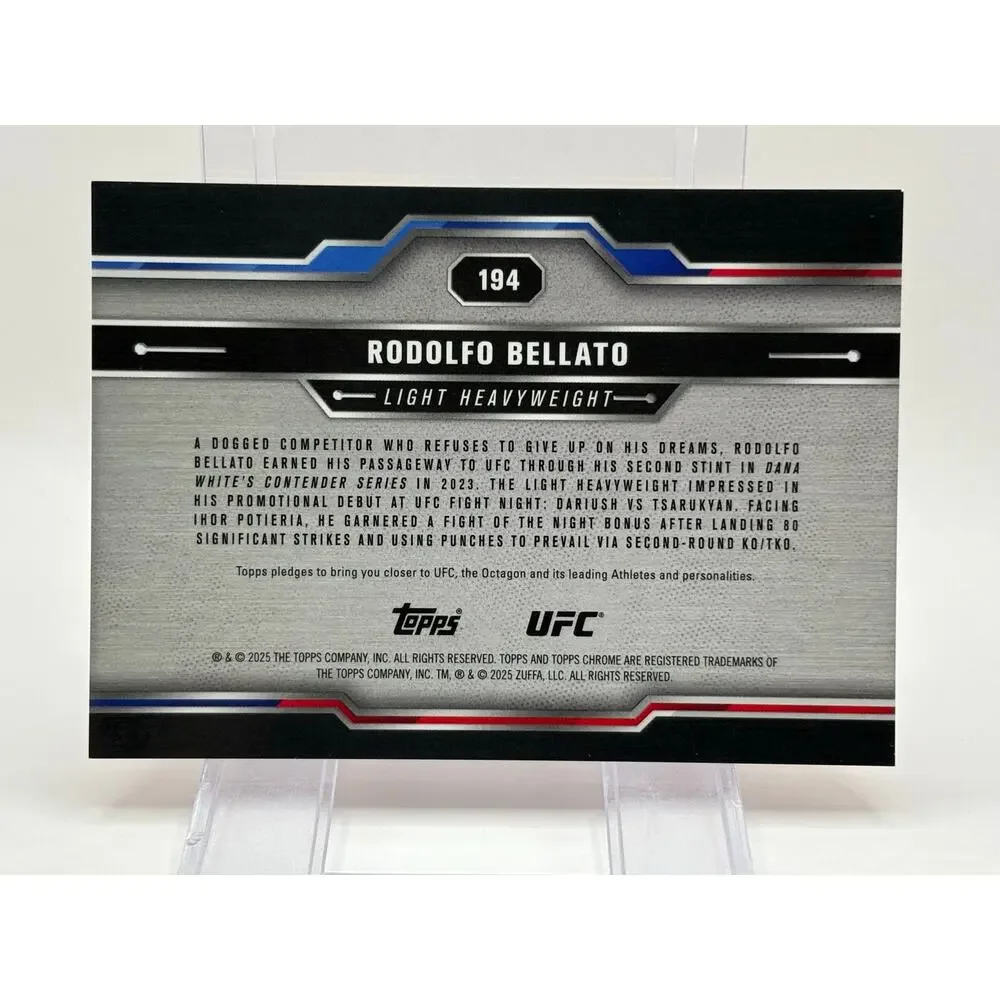 2025 Topps Chrome UFC Sapphire Rodolfo Bellato Rookie Orange Refractor 6/25 SP